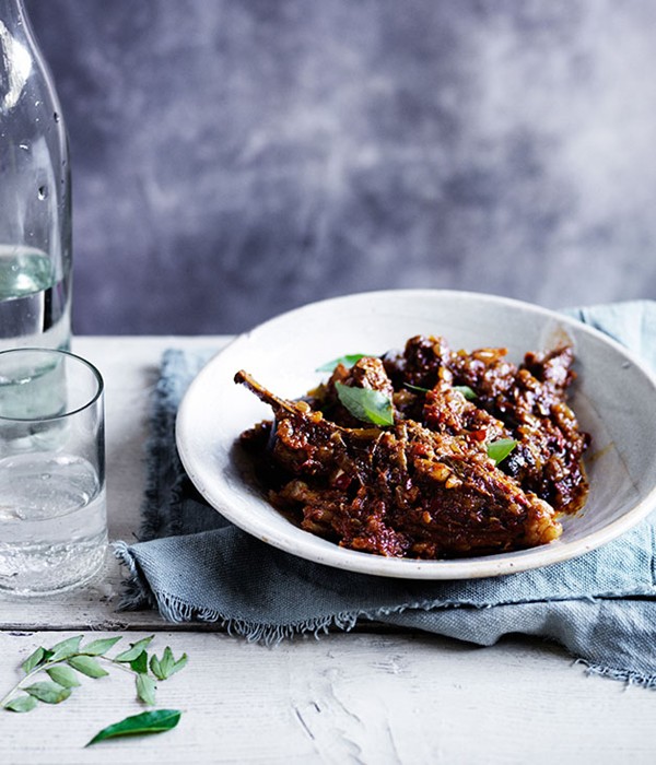 Dry curry of lamb and eggplant