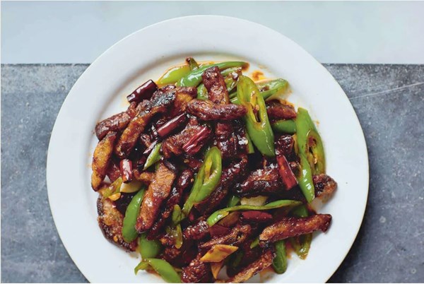 Dry-fried "eels" [shiitake mushrooms] (Ganbian shanyu)
