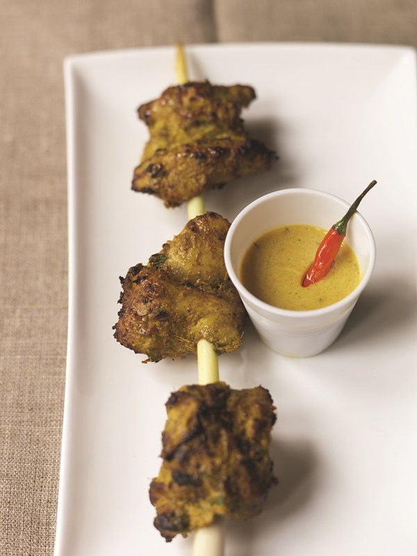 Dry-spice-crusted guinea fowl with yellow lentil sauce