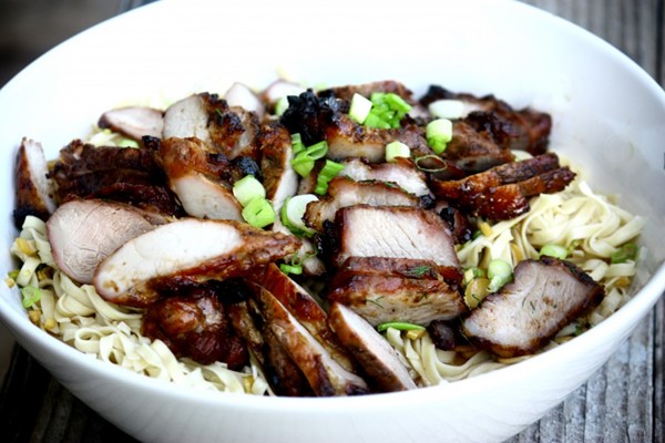 Dry-tossed char siu noodles