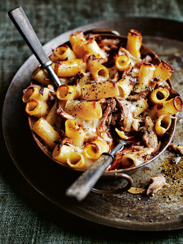 Duck and prosciutto ragu pasta bake