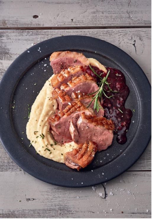 Duck-breast fillets with celeriac purée