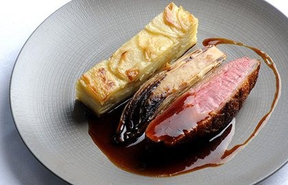 Duck breast with chicory and potato Dauphinoise