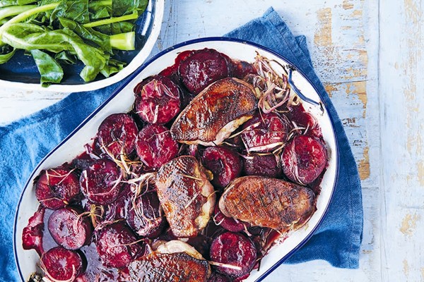 Duck breast with ginger and plums