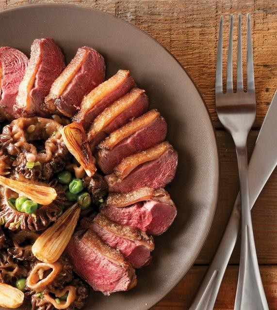 Duck breast with morels and ramps