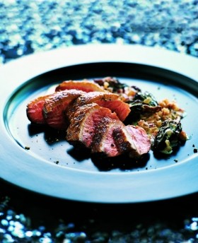 Duck breast with morels and Marsala sauce