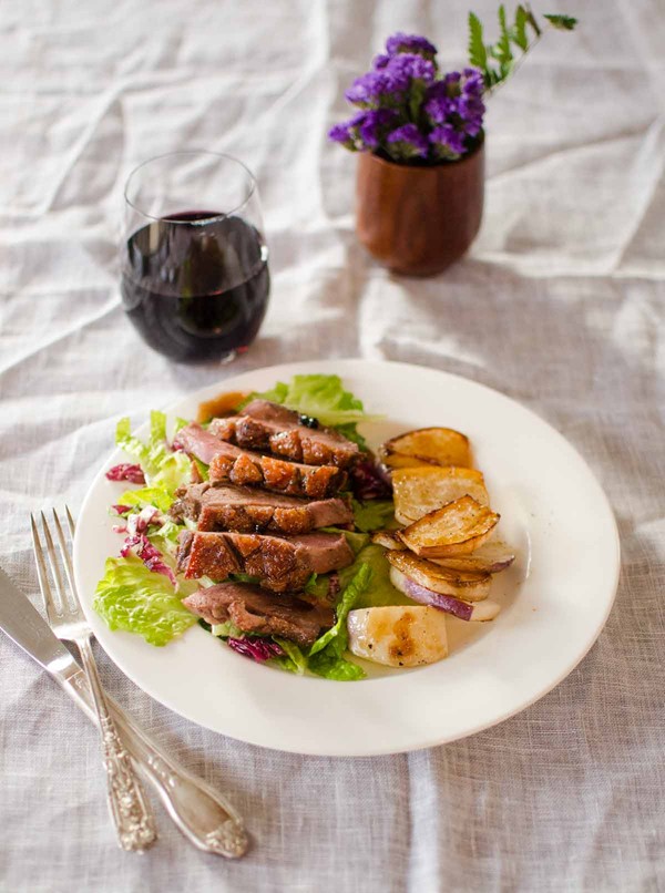 Duck breast with pomegranate-citrus glaze