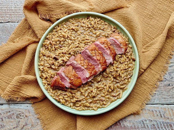 Duck breast with porcini risotto (Petto d’anatra con risotto ai porcini) 