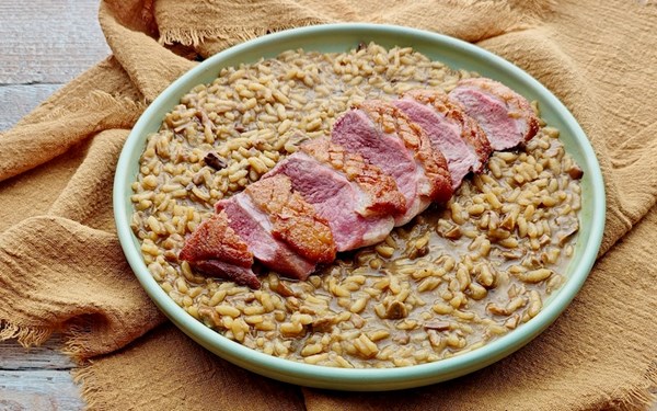 Duck breast with porcini risotto 