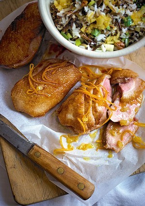 Duck breast with wild rice