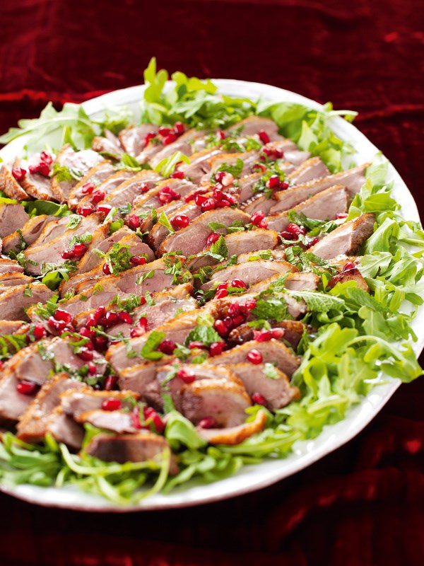 Duck breasts with pomegranate and mint