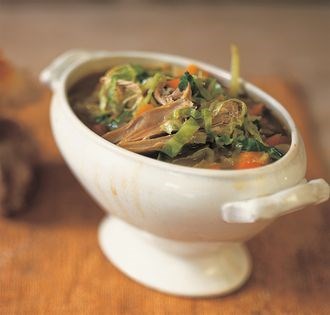 Duck, cabbage, and borlotti bean potée
