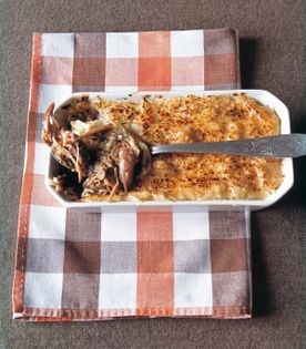 Duck, cèpe, and foie gras shepherd's pie (Parmentier de confit de canard aux cèpes et foie gras)