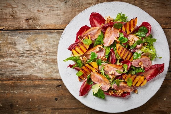  Duck, chicory and charred Spanish Persimon® salad
