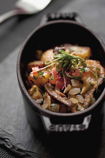 Duck confit with fingerling potato hash & farm poached eggs