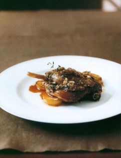 Duck confit with Jersey Royals and Dijon mustard