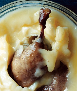 Duck confit with potato-leek ragout