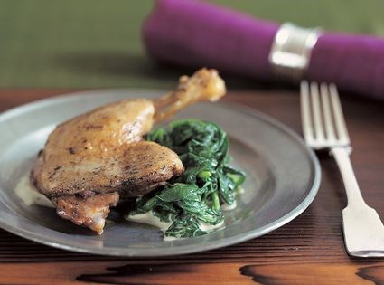 Duck confit with sorrel and spinach