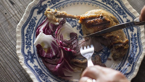 Duck confit with thyme, orange and garlic