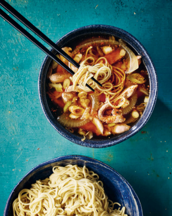 Duck dipping ramen