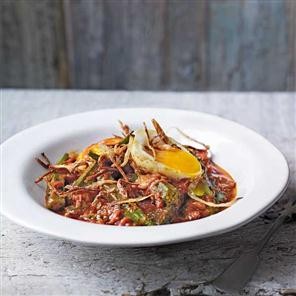 Duck egg and okra curry