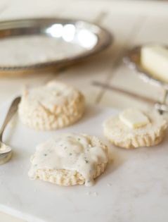 Duck fat biscuits with tarragon gravy