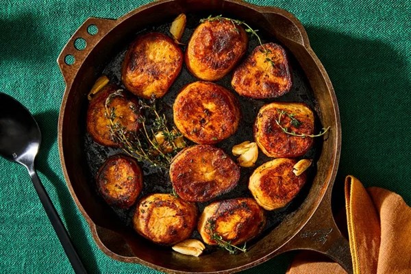 Duck fat fondant potatoes 