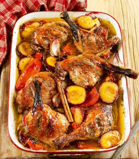 Duck legs in a ginger and plum sauce recipe | Eat Your Books