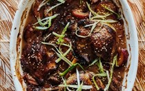 Duck legs with plums, cinnamon and star anise