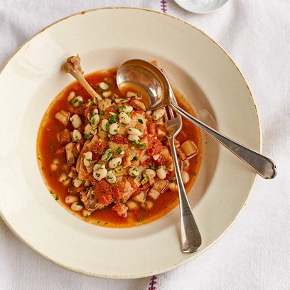 Duck, pancetta and haricot beans with gremolata