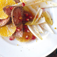 Duck salad with Seville orange and pomegranate dressing