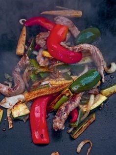 Duck tenderloins with summer vegetables