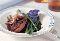 Duck with blueberries