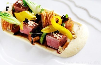 Duck with celeriac purée and five-spice jus