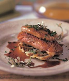Duck with foie gras and artichokes
