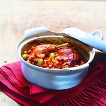 Duck with green picholine olives