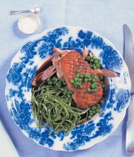 Duck with peas