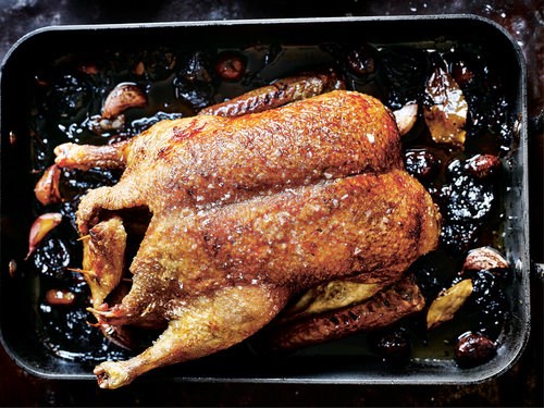 Duck with prunes chestnuts and Pedro Ximenez sherry (Pato con ciruelas)
