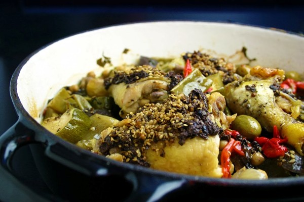 Dukkah-crusted chicken thighs