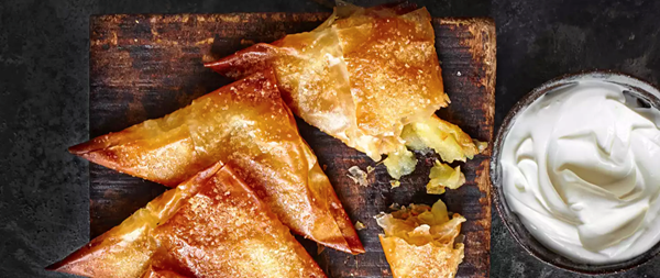 Dulce de leche and apple filo turnovers