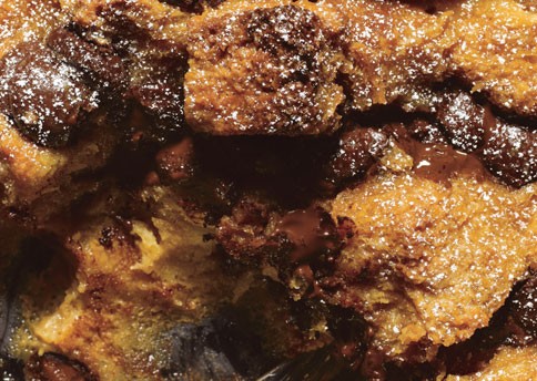 Dulce de leche and chocolate chunk bread pudding
