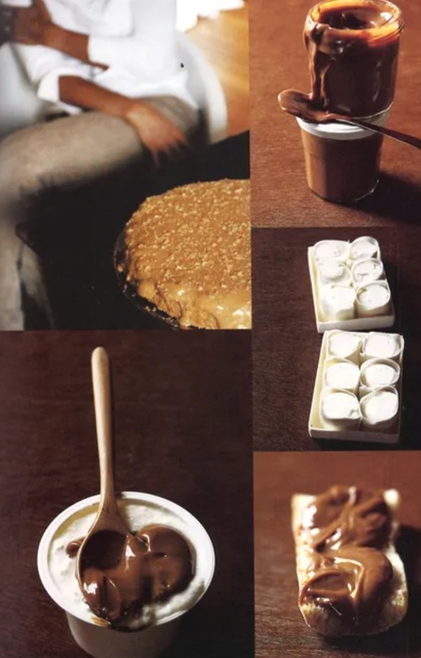 Dulce de leche with meringue apples