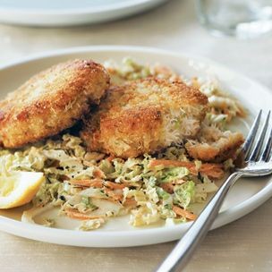 Dungeness crab cakes with cabbage slaw