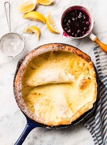 Dutch baby with blueberry sauce