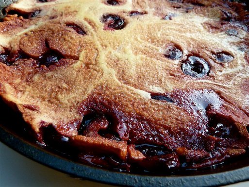 Dutch baby with caramelized cherries
