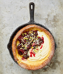 Dutch baby with fig preserve and soured cream