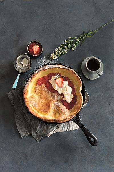Dutch baby with fruit compote