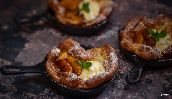 Dutch baby with harvest pears and whipped honey goat cheese