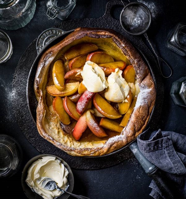 Dutch baby with honey butter apples