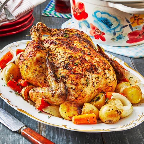 Dutch-oven roast chicken